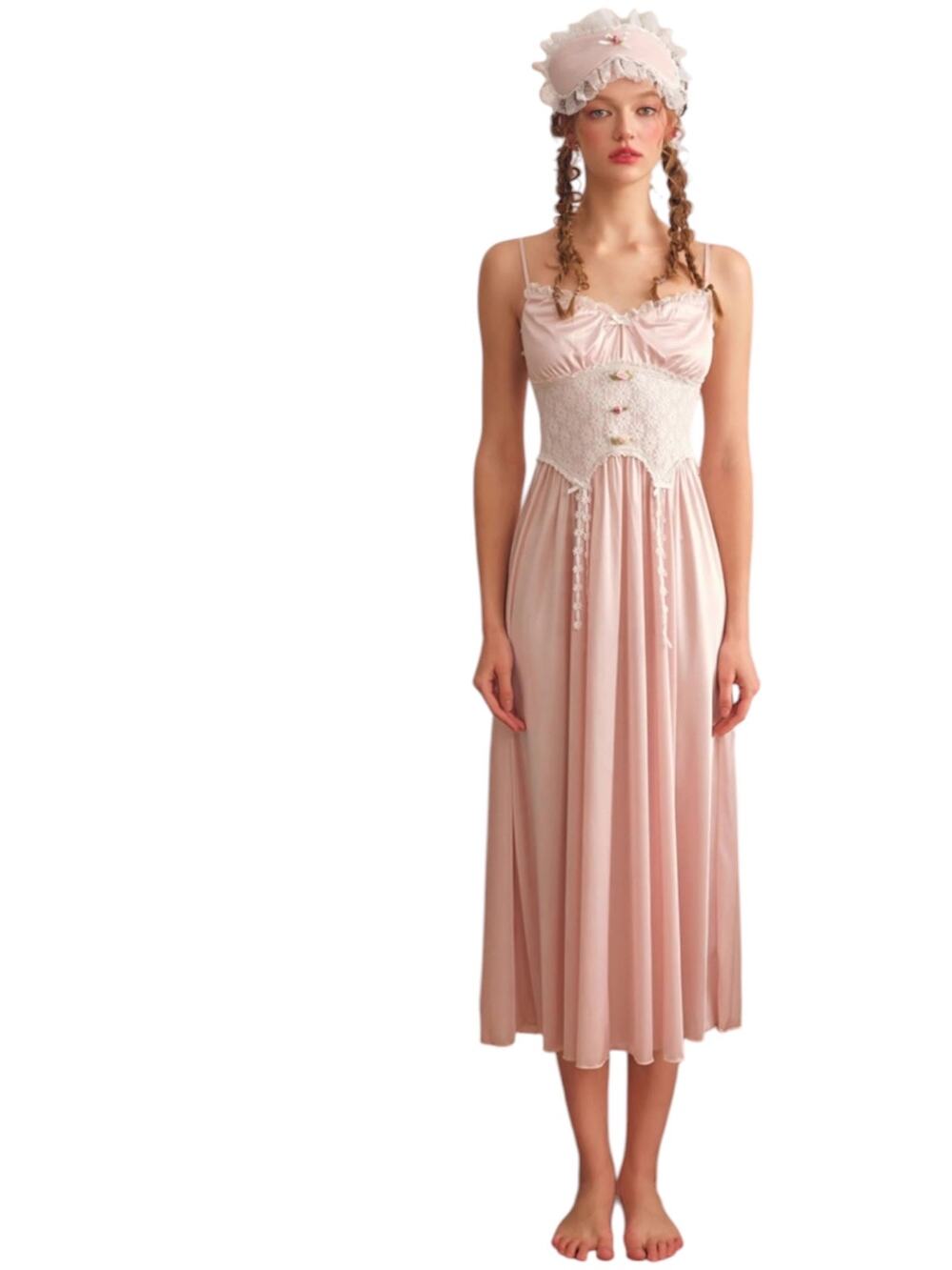 LaceMade Collection Satin Slip Dress Romantic Coquette Milkmaid Sexy Lace XL